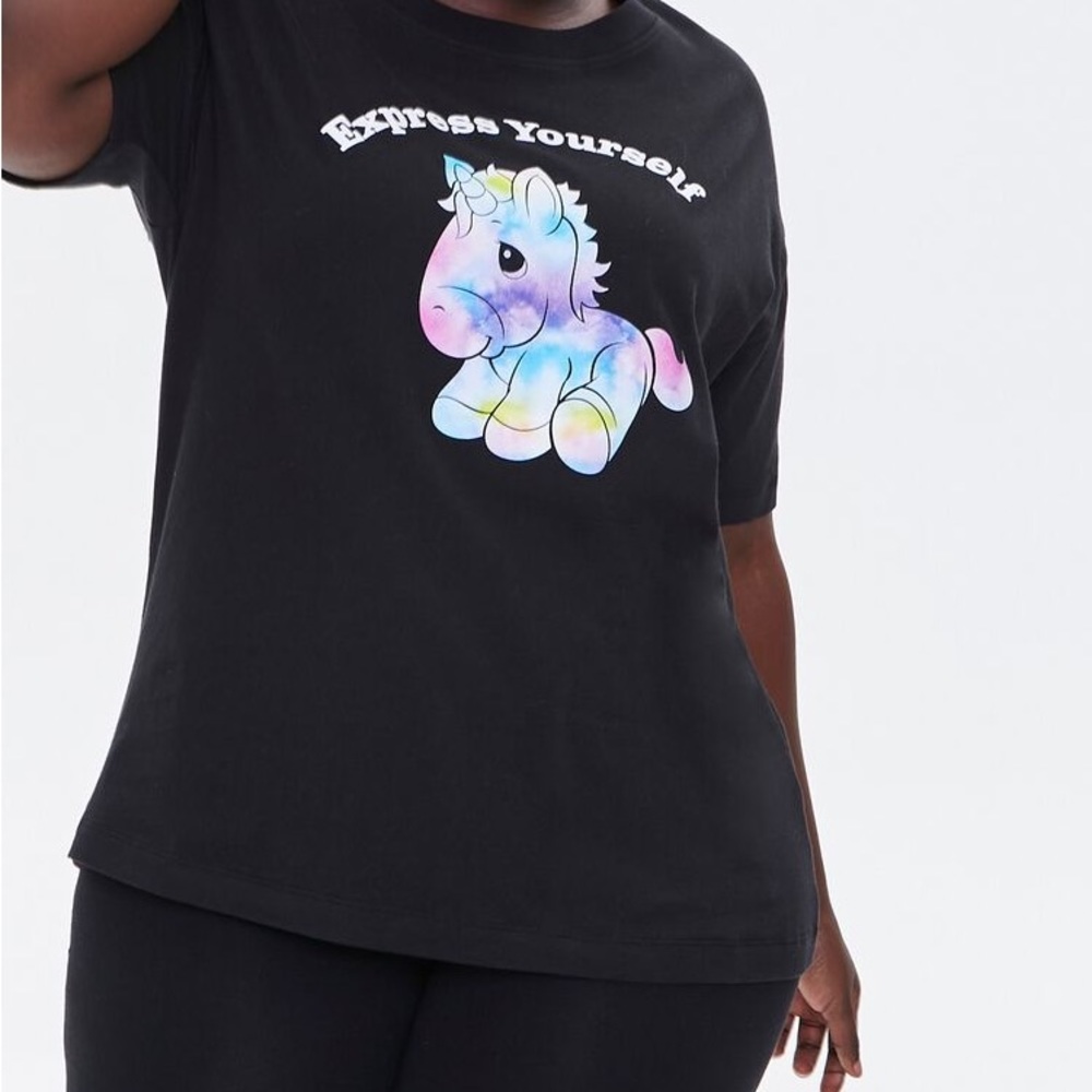 Express yourself black/tie dye unicorn t-shirt